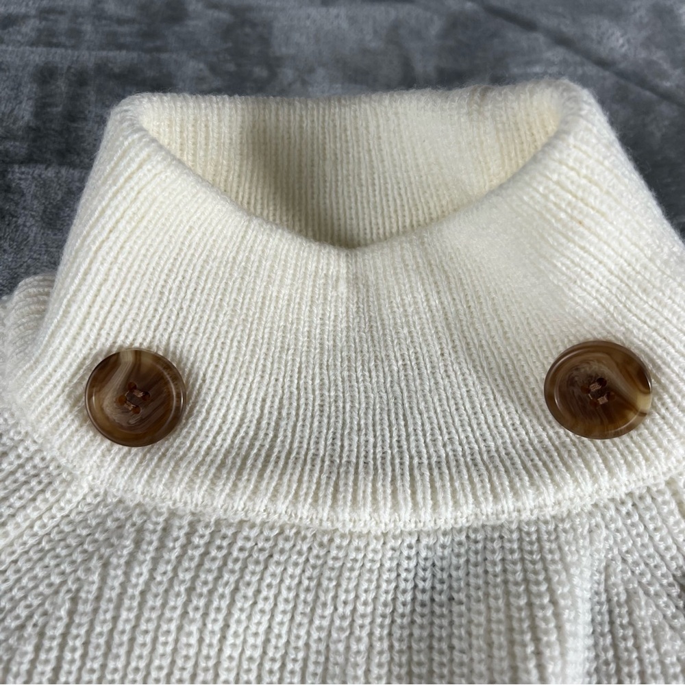 NWT Linda Anderson Sweater Women's One Size Cream Shawl Poncho Knit Cape Y2K - Picture 3 of 13